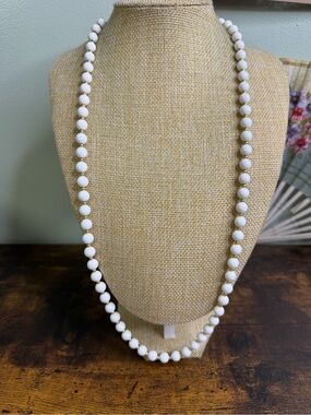 Monet White Beaded Necklace with Gold Accents